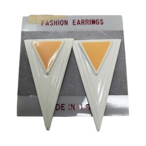 Vintage Fashion Earrings Triangle Art Deco Pierced Fashion Earrings 80's Vibe